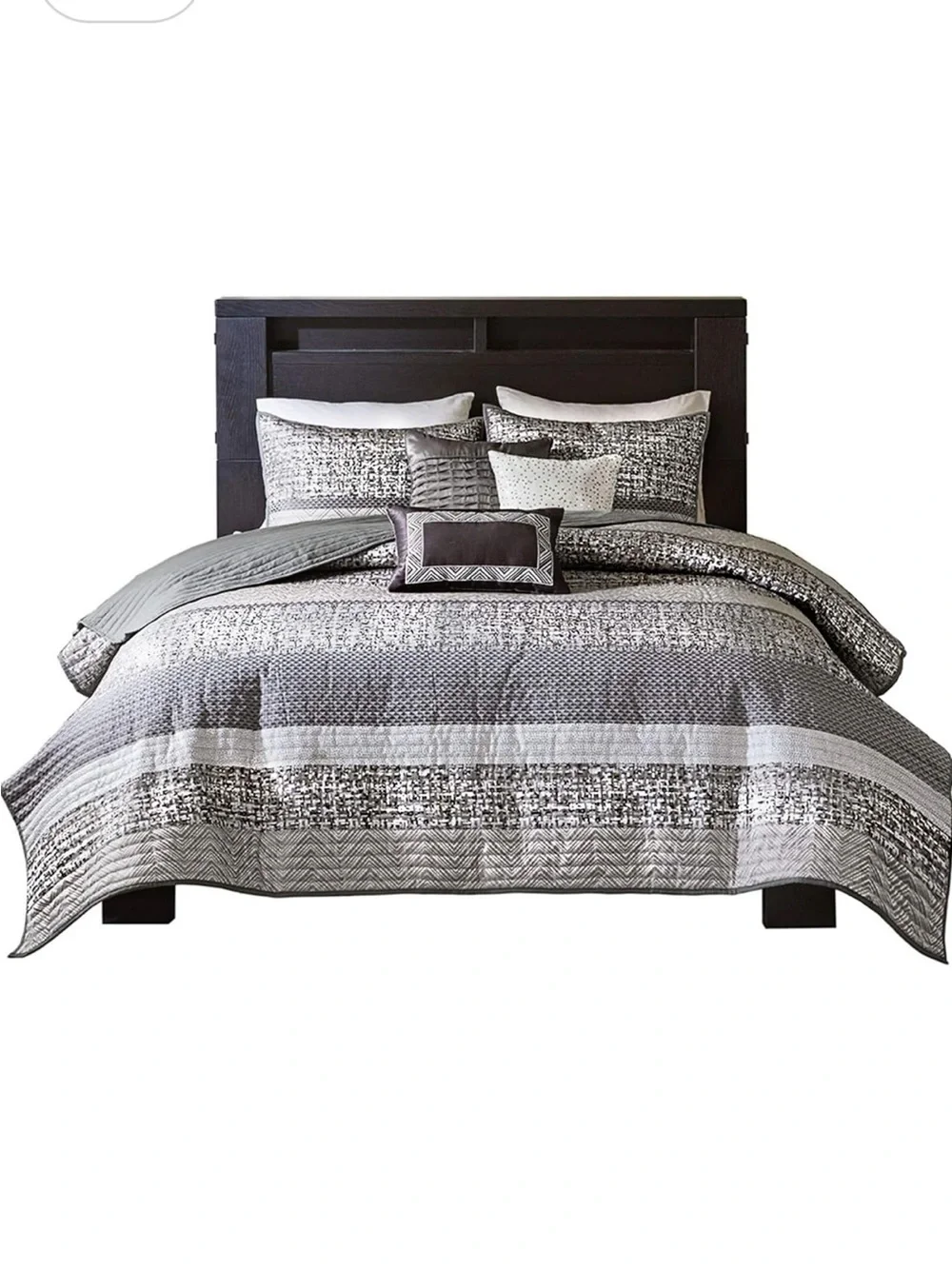 Madison Park Queen Quilt Set Lustrous Jacquard & Glitter Accent Coverlet Set